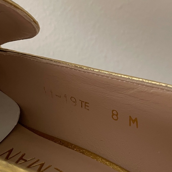 Stuart Weitzman Gold Block Heel Loafers - Picture 13 of 14